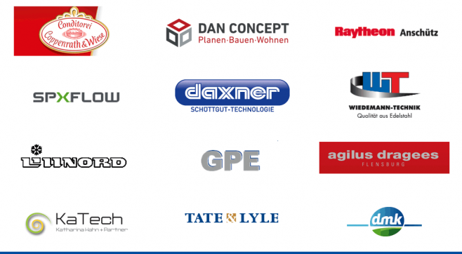 Coppenrath & Wiese Dan COncept Raytheon Anschütz SPX Flow daxner Lillnord GPE agilus dragees KaTech Tate & Lyle Deutsches Milchkontor